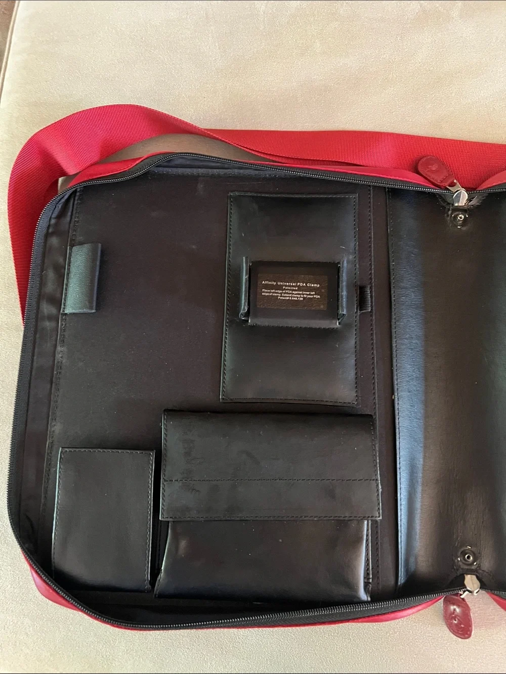 Franklin Covey Full Grain Red Leather Planner Organizer Shoulder Strap